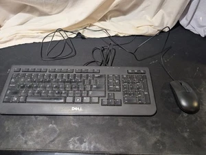 Dell Black Wired USB Keyboard And Optical Mouse Combo KB212-B Pre-owned - Picture 1 of 7