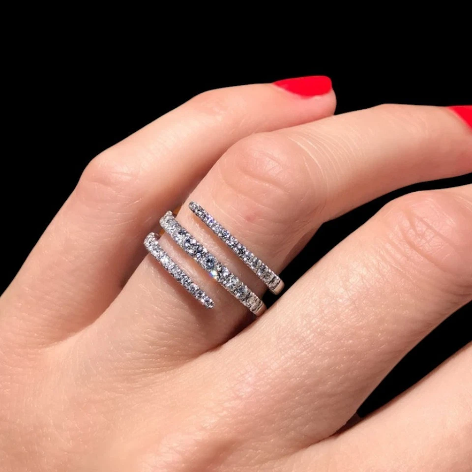 Engagement Eternity Band 18k White Gold Lab Grown Round 0.5 Carat Diamond Size 8 - Image 1 of 4