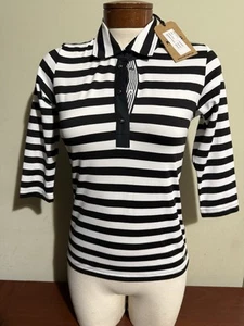MDC SPORT WOMEN'S HALF SLEEVE GOLF POLO SIZE EU 36 US 4 BLACK WHITE NEW NWT - Picture 1 of 7