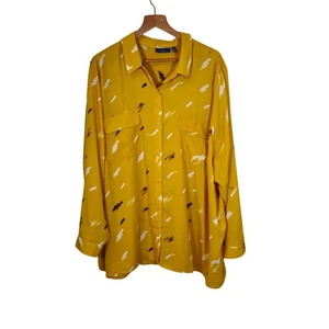 Top Apt 9 con botones para mujer talla 4X bolsillos amarillos carrera preppy artístico clásico - Imagen 1 de 7