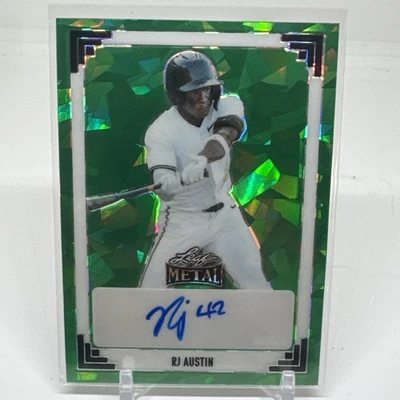 RJ AUSTIN 2024 Leaf Metal '91 Crystal GREEN AUTO /5 91A-RJA Baltimore Orioles - Image 1 of 3
