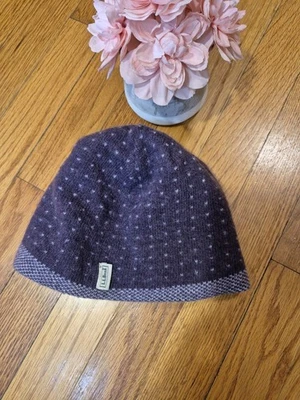 Gorro LL Bean para mujer 100 % lana de cordero púrpura geométrico, preppy, invierno Foto 1 de 4