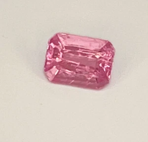 Unheated Sapphire Bright Pink Emerald Cut Sapphire Gemological Report - Picture 1 of 5