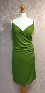 H&M size medium 12/14 green stretchy strappy summer dress - Picture 1 of 6