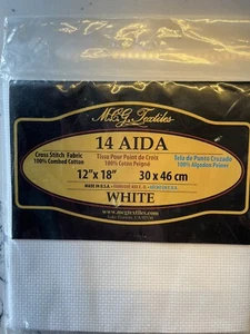 NUEVO CON ETIQUETAS TELA DE PUNTO DE CRUZ AIDA 14 CONTADORES 12X18" ALGODÓN BLANCO MCG TEXTILES EE. UU. - Imagen 1 de 3