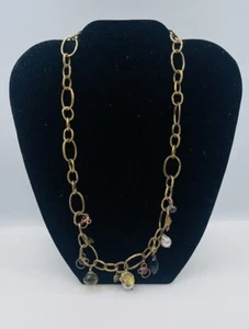 Alexis Bittar Sterling Silver Gold Vermeil Semi Precious Gemstone Charm Necklace - Picture 1 of 13