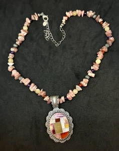 925 Sterling Carolyn Pollack Pink Rhodanite Pendant Necklace 19in - 50.87g - Picture 1 of 3