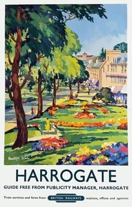 Póster de viaje vintage HARROGATE North Yorkshire British Railways A2/A3/A4 - Imagen 1 de 1