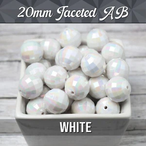 20mm Faceted AB Bubblegum Beads, 20 Beads Per Pack, Round Acrylic Colorful Beads - Picture 1 of 19