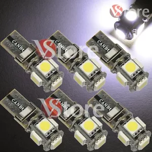 6 LED Lamps T10 5 SMD CANBUS No Error WHITE Xenon For Plate Position Lights - Picture 1 of 1