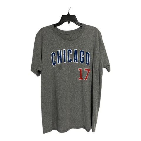Majestic Threads Kris Bryant 17 Chicago Cubs Blue Gray MLB T-Shirt Size 2X XXL Cover