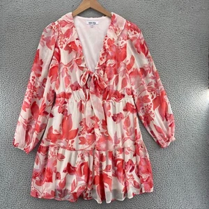 Mimi Chica Dress Womens Dress Womens Extra Large Pink Floral Blouson Ruffle Tie - Picture 1 of 11