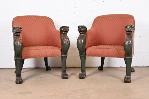 Baker Furniture Stately Homes Collection Regency Tub Chairs, Pair Cover
