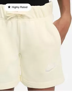 $30 Retail NEW Nike Club Girl's SZ SMALL French Terry Shorts DA1405 113 yellow - Picture 1 of 9
