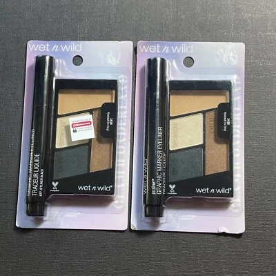 2x Wet n Wild Color Icon Eyeshadow Quads with  Eyeliner #343B Hooked On Vinyl - Image 1 of 4