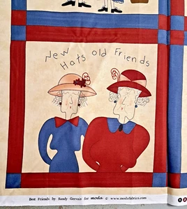 Best Friends Old Ladies Sandy Gervais For Moda Pillow Quilt Top Fabric Panel - Picture 1 of 14