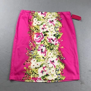 Sunny Leigh Skirt Womens 16 Pink Floral Lined Back Slit Zip Pencil Straight NWT - Picture 1 of 10