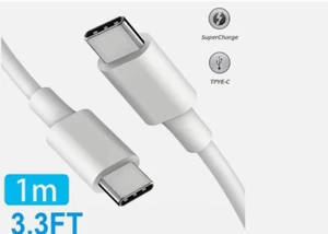 USB Cable Type C to Type C Data Transfer Cable Fast Charge PVC cable lead 1m 3ft - Picture 1 of 10