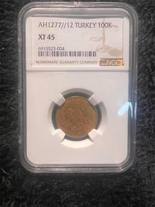 1860 AH1277 12 TURKEY 100K NGC - XF45 Gold Coin - Picture 1 of 4