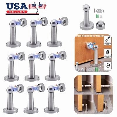 Magnetic Door Stop Holder Home Safety Stopper Guard Office Fitting Screws Catch - Image 1 of 4
