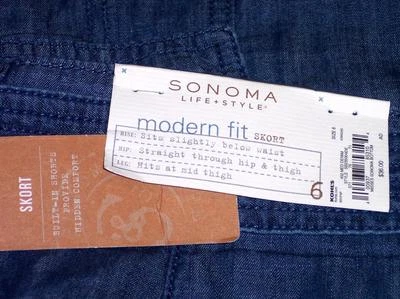 Nuevo con etiquetas Sonoma Modern Fit Cargo Skort Denim Azul Cinturón Talla 2 4 6 14 Foto 1 de 3