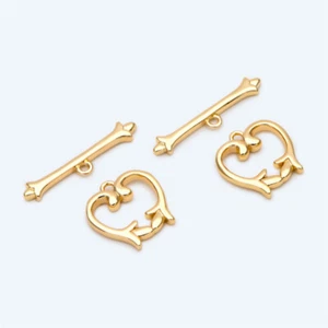 10pcs Gold Love Heart Toggle Clasp,Easy Close Clasp Connector for Bracelet - Picture 1 of 3