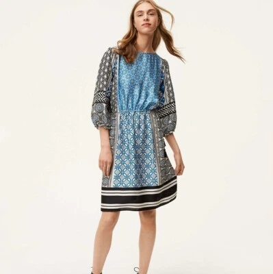 "LOFT" MULTI-COLOR MEDALLION CASUAL BLOUSON BOHO DRESS SIZE: S NWT - Image 1 of 4