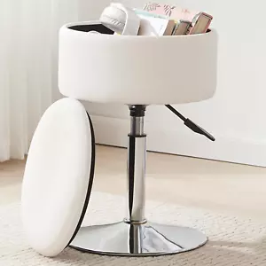 Adjustable Ottoman Stool White Vanity Stool Vanity Chair for Makeup Room Stool C - Picture 1 of 9