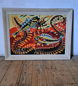 Tapestry Decoration 60/70 Seabed Fish Coral Framed - Picture 1 of 4