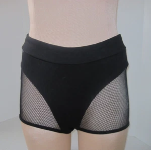 Women's Black Swim Shorts Meash Panels Swimming Apparel Bottoms - Picture 1 of 11