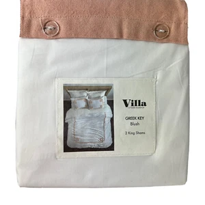 Villa Noble Excellence Greek Key 2 King Shams Blush 100% Cotton - Picture 1 of 6