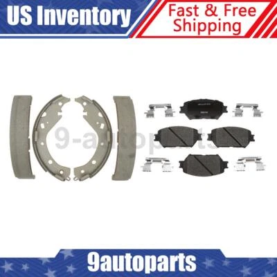 Front Rear Ceramic Brake Pads + Brake Shoes For 2004 2005 2006 Toyota Camry - Image 1 of 4