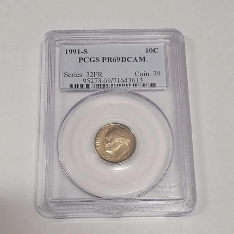 1991-S Roosevelt Dime 10c Coin PCGS PR69DCAM 3613 Cover