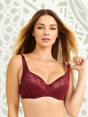 Plus Size Women Bras Cushion Cup Guide Bra Unpadded Brassiere Lace Sexy Lingerie - Image 1 of 4