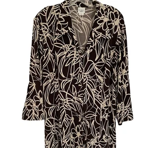 Dorby Size 16 Women's Flared Dress 3/4 Sleeves Button Up Brown and White w/belt - Picture 1 of 5