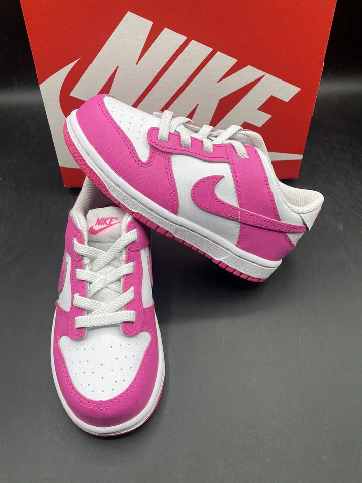 Nike Dunk Low TD Size 8c Toddler Baby Fuchsia White FB9107-102