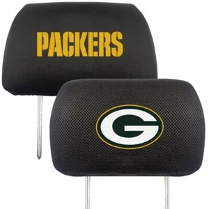 Green Bay Packers Embroidered Headrest Covers -NFL Licensed- Set of 2 - Car SUV - Picture 1 of 5