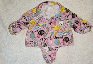 SHEIN Girl's Size 7 Colorful Pink UNICORN Blouse Button Up Shirt TIE WAIST - Picture 1 of 9