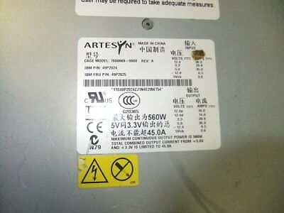 33P2960 IBM 560W HOT SWAP PSU FOR XSERIES 235 49P2025 - Image 1 of 2