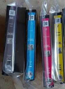 4x Original Epson 26XL Tintenpatronen Schwarz, Cyan, Magenta, Gelb. EPSON 26XL - Bild 1 von 7