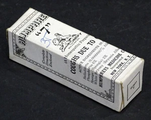 Antique HUMPHREYS #7 Homeopathic QUACK MEDICINE Cure / SEALED BOTTLE in BOX - Picture 1 of 3