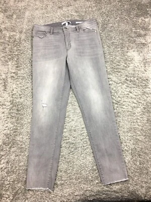 Code Bleu SOHO Skinny Jeans Womens Size 12 Gray Denim Raw Hem Cropped - Image 1 of 4