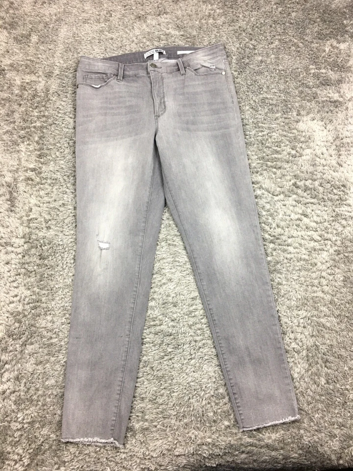 Code Bleu SOHO Skinny Jeans Womens Size 12 Gray Denim Raw Hem Cropped - Image 1 of 4