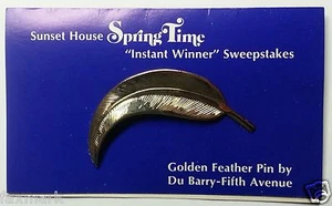 ""Pin de pluma dorada"" ganador instantáneo de 1969 Sunset House ""Sorteo"" - Imagen 1 de 4