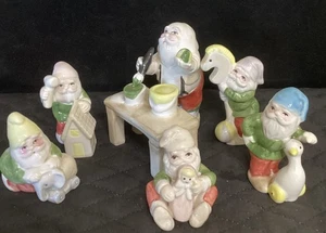 Vintage Fitz & Floyd Santa's Elves Workshop Weihnachtsfiguren 7-teiliges Set Japan - Bild 1 von 9