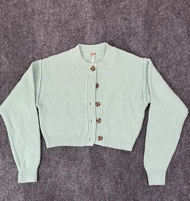 Free People Lila Green Cardigan Cotton/Acyrylic Button Front Long Sleeve Size XS - Image 1 of 4