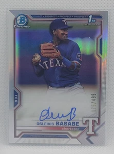 2021 Bowman Chrome Osleivis Basabe Auto Refractor #ed 175/499 Rangers - Picture 1 of 2