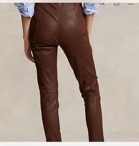 Polo Ralph Lauren Cordero Cuero Marrón Oscuro Pantalón Ajustado Leggings Talla Mediana - Imagen 1 de 6