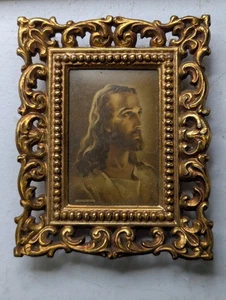 Vintage Jesus Litho Ornate Gold Guilt Brass Frame 1941 Kriebel & Bates - Picture 1 of 6
