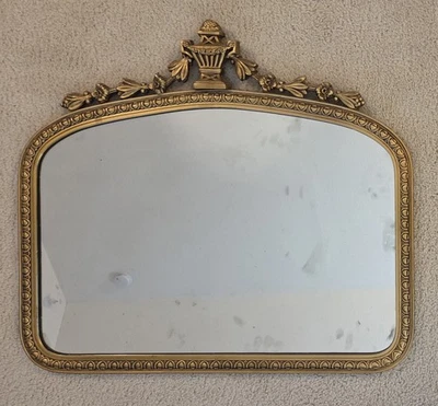 Espejo de pared arqueado antiguo dorado dorado ornamentado 28"x20" C1940 Foto 1 de 4